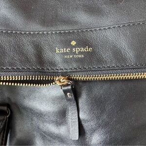 Kate Spade Black Leather Backpack with Gold Accents